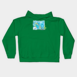 StKitts Nevis Illustrated Travel Map With Roads Kids Hoodie
